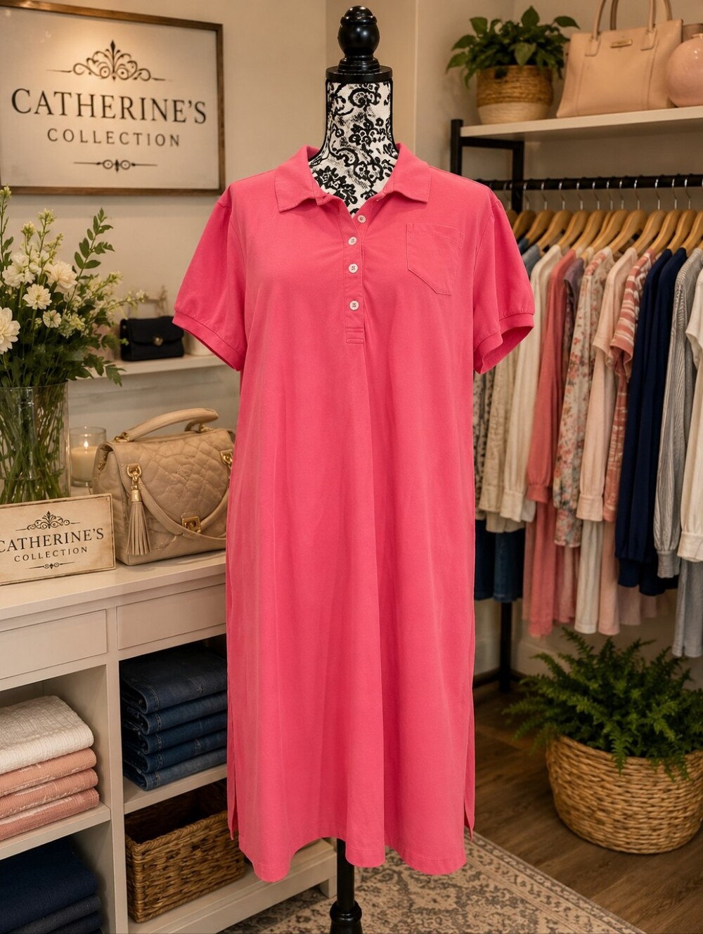Lands' End Coral Polo Dress – Women's Plus Size 16W–18W